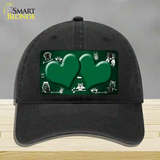 Green White Owl Hearts Oil Rubbed Novelty License Plate Hat Unconstructed Cotton / Black