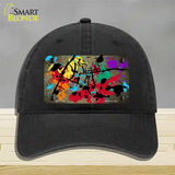 Gold Splatter Oil Rubbed Novelty License Plate Hat Unconstructed Cotton / Black