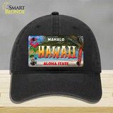 Hawaii State Novelty License Plate Hat Unconstructed Cotton / Black