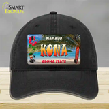 Kona Hawaii State Novelty License Plate Hat Unconstructed Cotton / Black