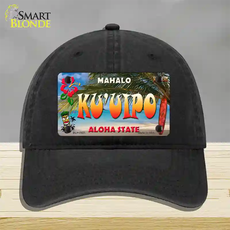 Ku uipo Hawaii State Novelty License Plate Hat Unconstructed Cotton / Black