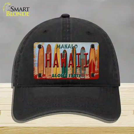 Hawaii Surfboards State Novelty License Plate Hat Unconstructed Cotton / Black