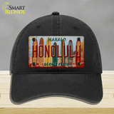 Honolulu Surfboards Hawaii State Novelty License Plate Hat Unconstructed Cotton / Black