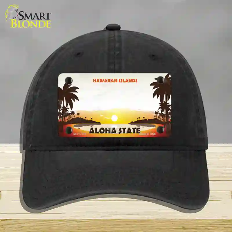 Hawaiian Islands Hawaii Blank State Novelty License Plate Hat Unconstructed Cotton / Black