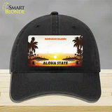 Hawaiian Islands Hawaii Blank State Novelty License Plate Hat Unconstructed Cotton / Black