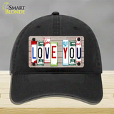 Love You License Plate Art Wood Novelty License Plate Hat Unconstructed Cotton / Black