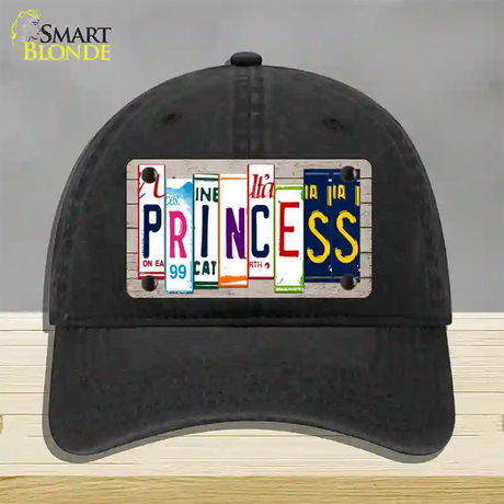 Princess License Plate Art Wood Novelty License Plate Hat Unconstructed Cotton / Black