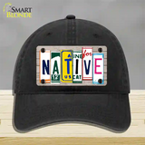 Native License Plate Art Wood Novelty License Plate Hat Unconstructed Cotton / Black