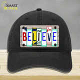 Believe License Plate Art Wood Novelty License Plate Hat Unconstructed Cotton / Black