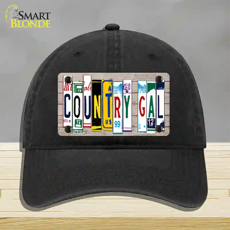 Country Gal Plate Art Novelty License Plate Hat Unconstructed Cotton / Black