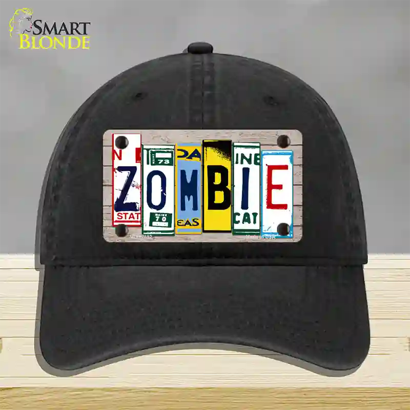 Zombie License Plate Art Wood Novelty License Plate Hat Unconstructed Cotton / Black