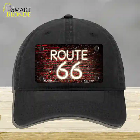 Route 66 Neon Brick Novelty License Plate Hat Unconstructed Cotton / Black