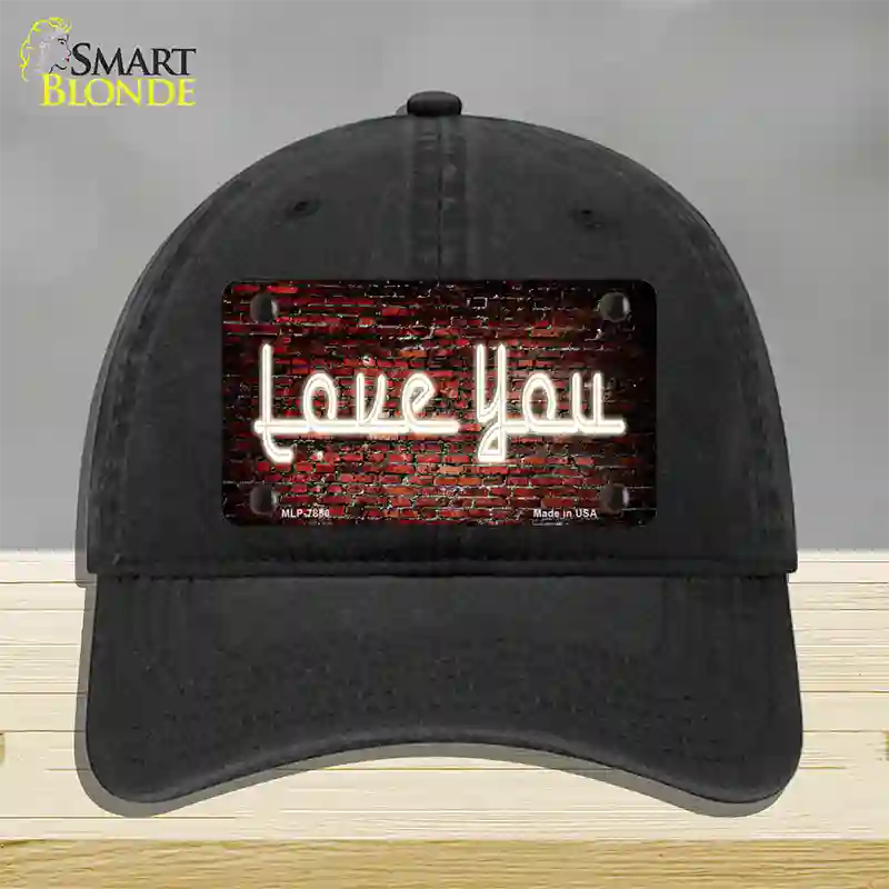 Love You On Brick Wall Novelty License Plate Hat Unconstructed Cotton / Black