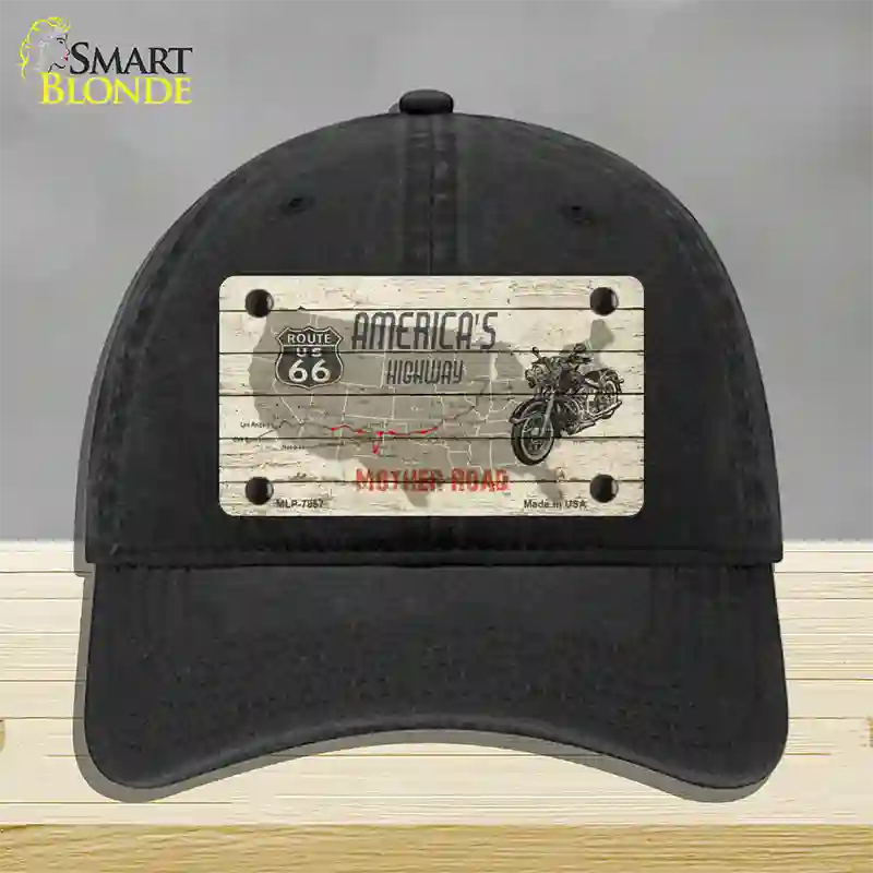 Americas Highway Route 66 Novelty License Plate Hat Unconstructed Cotton / Black