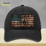 Route 66 American Flag Transparent Novelty License Plate Hat Unconstructed Cotton / Black