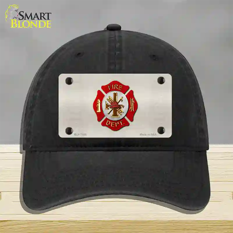 Fire Department Novelty License Plate Hat Unconstructed Cotton / Black