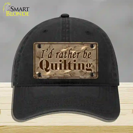 Id Rather Be Quilting Novelty License Plate Hat Unconstructed Cotton / Black