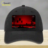 Sunset Red Novelty License Plate Hat Unconstructed Cotton / Black