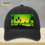 Sunset Yellow Green Novelty License Plate Hat Unconstructed Cotton / Black