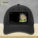 Deer Offset Novelty License Plate Hat Unconstructed Cotton / Black