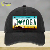 I Love Yoga Novelty License Plate Hat Unconstructed Cotton / Black