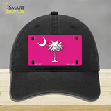 South Carolina Flag Pink Novelty License Plate Hat Unconstructed Cotton / Black