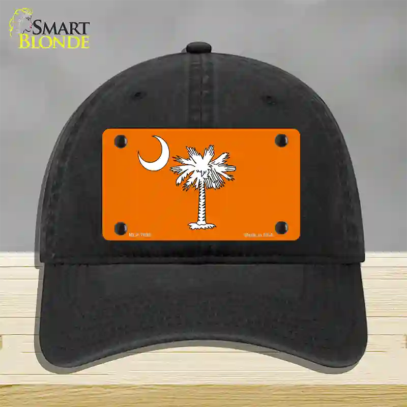 South Carolina Flag Orange Novelty License Plate Hat Unconstructed Cotton / Black