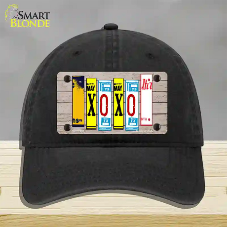 XOXO License Plate Art Novelty License Plate Hat Unconstructed Cotton / Black