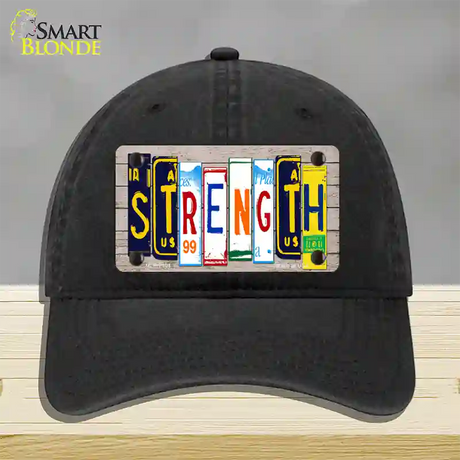 Strength Wood License Plate Art Novelty License Plate Hat Unconstructed Cotton / Black