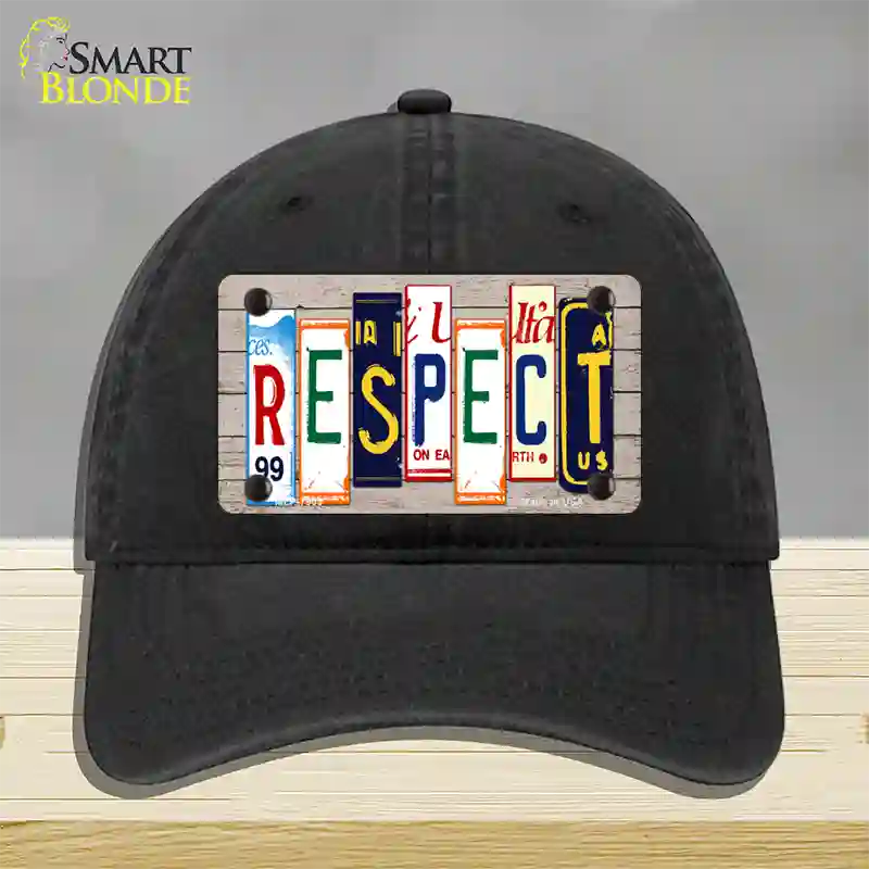 Respect Wood License Plate Art Novelty License Plate Hat Unconstructed Cotton / Black