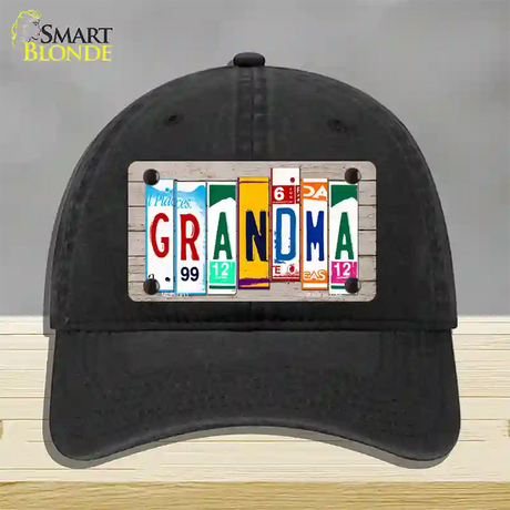 Grandma Wood License Plate Art Novelty License Plate Hat Unconstructed Cotton / Black