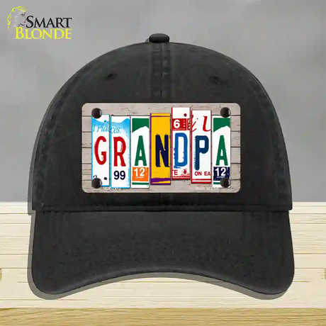 Grandpa Wood License Plate Art Novelty License Plate Hat Unconstructed Cotton / Black