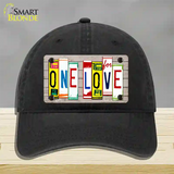 One Love Wood License Plate Art Novelty License Plate Hat Unconstructed Cotton / Black