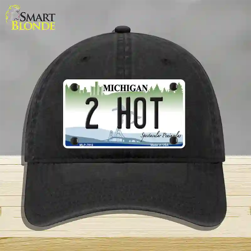 2 Hot Michigan Novelty License Plate Hat Unconstructed Cotton / Black