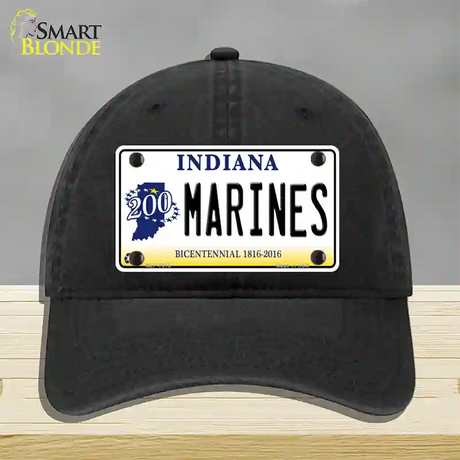 Indiana Marines Novelty License Plate Hat Unconstructed Cotton / Black