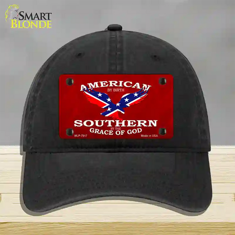 American By Birth Novelty License Plate Hat Unconstructed Cotton / Black