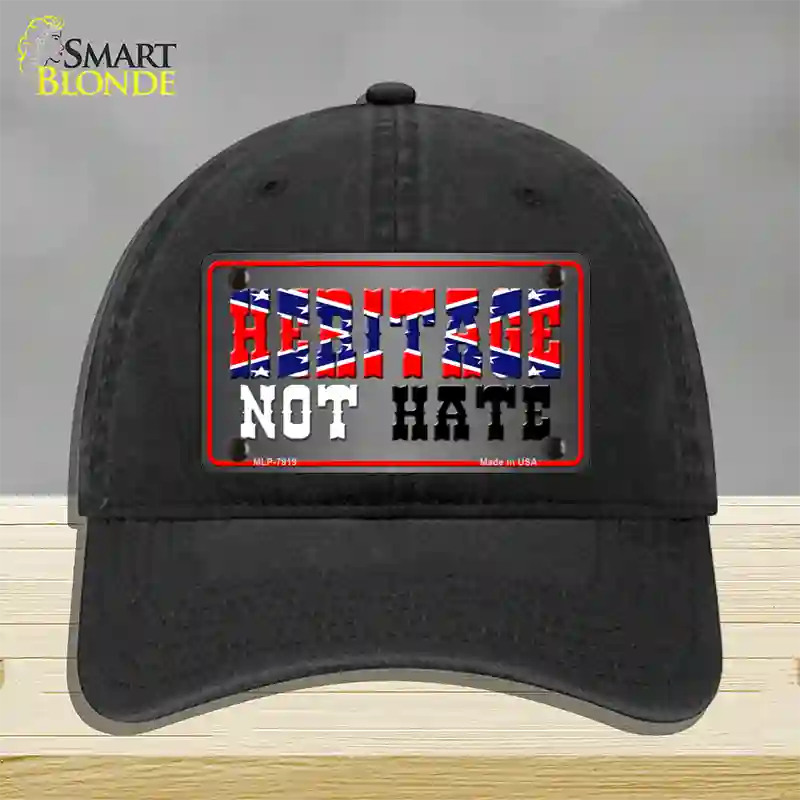 Heritage Not Hate Novelty License Plate Hat Unconstructed Cotton / Black