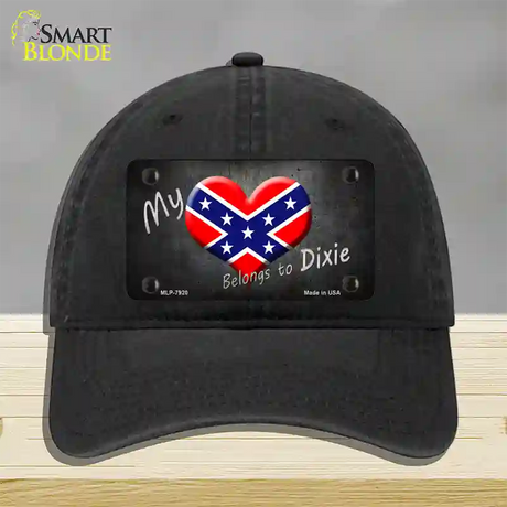 Heart Belongs To Dixie Novelty License Plate Hat Unconstructed Cotton / Black