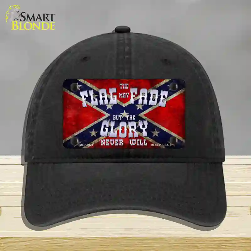 Flag May Fade Novelty License Plate Hat Unconstructed Cotton / Black