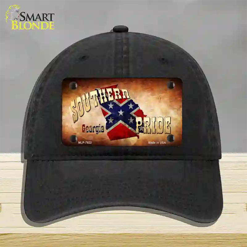 Southern Pride Georgia Novelty License Plate Hat Unconstructed Cotton / Black