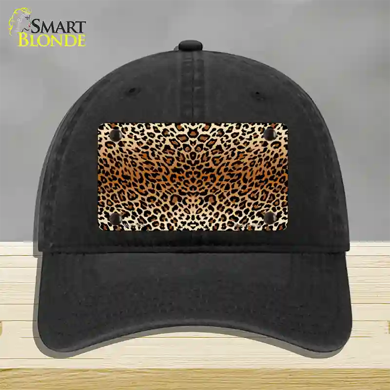 Cheetah Print Novelty License Plate Hat Unconstructed Cotton / Black