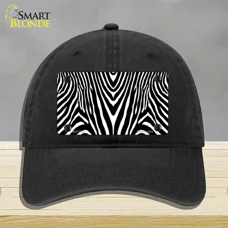 Zebra Print Novelty License Plate Hat Unconstructed Cotton / Black