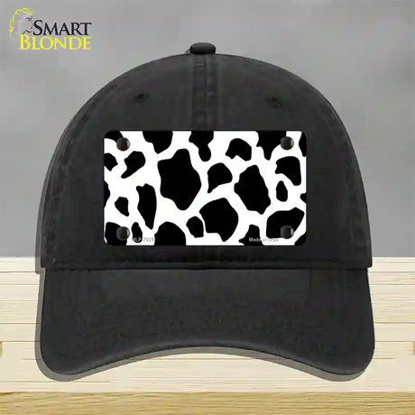 Cow Print Novelty License Plate Hat Unconstructed Cotton / Black