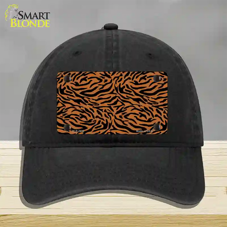 Tiger Print Novelty License Plate Hat Unconstructed Cotton / Black