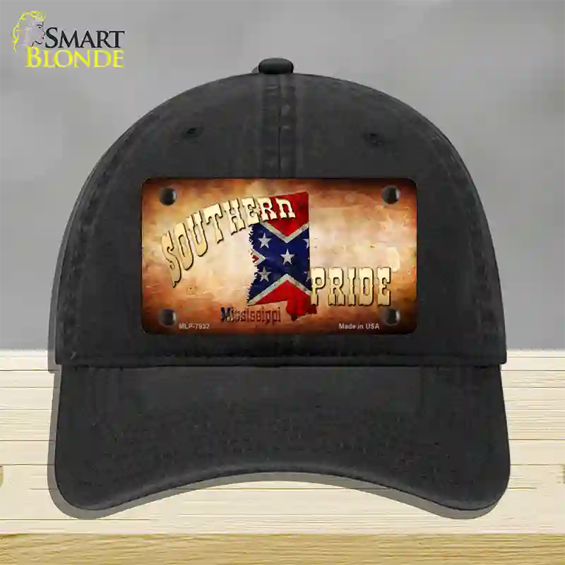 Southern Pride Mississippi Novelty License Plate Hat Unconstructed Cotton / Black