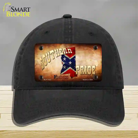 Southern Pride Mississippi Novelty License Plate Hat Unconstructed Cotton / Black