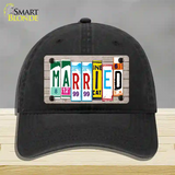 Married Wood License Plate Art Novelty License Plate Hat Unconstructed Cotton / Black