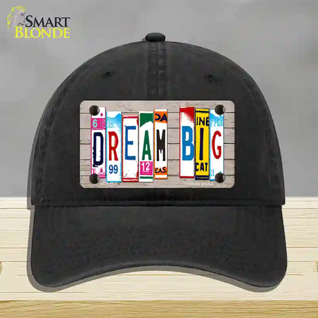 Dream Big Wood License Plate Art Novelty License Plate Hat Unconstructed Cotton / Black