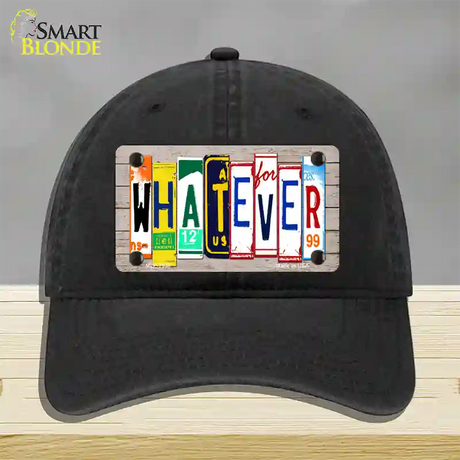 Whatever Wood License Plate Art Novelty License Plate Hat Unconstructed Cotton / Black