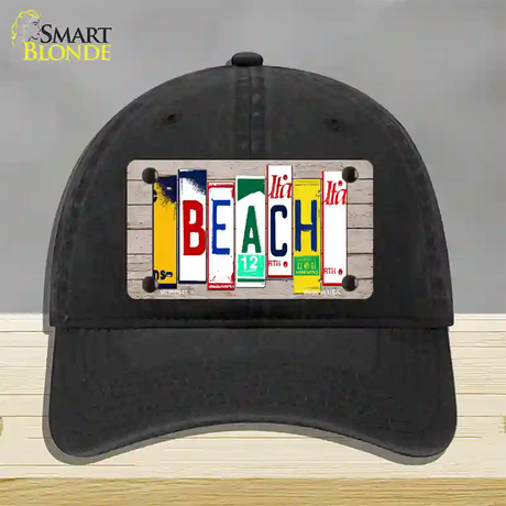 Beach Wood License Plate Art Novelty License Plate Hat Unconstructed Cotton / Black